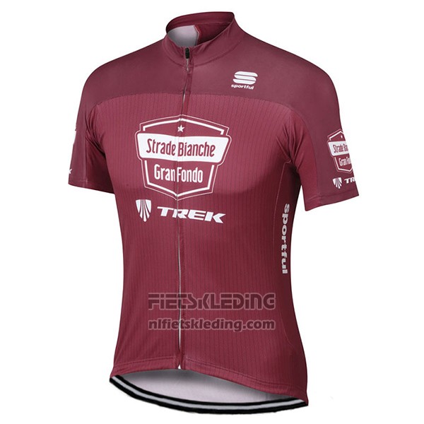 2017 Fietskleding Strade Bianche Trek Rood Korte Mouwen en Koersbroek